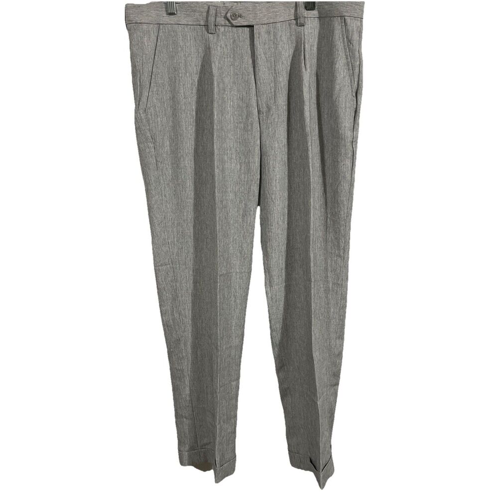 KNY Rizzo Men's Light Gray Dress Pants Pleated Cuffed Size 36X34 Lightweight